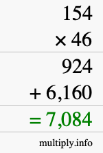 How to calculate 154 times 46 using long multiplication