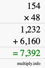 How to calculate 154 times 48 using long multiplication How to calculate 154 times 48 using long multiplication