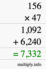 How to calculate 156 times 47 using long multiplication