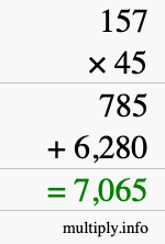 How to calculate 157 times 45 using long multiplication How to calculate 157 times 45 using long multiplication