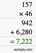 How to calculate 157 times 46 using long multiplication