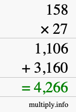 How to calculate 158 times 27 using long multiplication How to calculate 158 times 27 using long multiplication