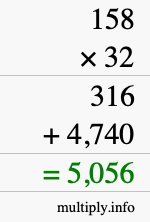 How to calculate 158 times 32 using long multiplication How to calculate 158 times 32 using long multiplication
