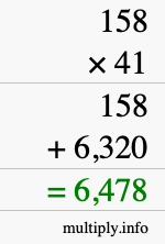 How to calculate 158 times 41 using long multiplication