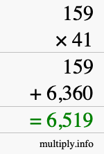 How to calculate 159 times 41 using long multiplication