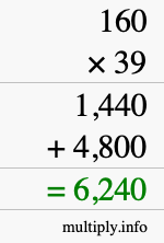 How to calculate 160 times 39 using long multiplication How to calculate 160 times 39 using long multiplication