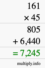 How to calculate 161 times 45 using long multiplication How to calculate 161 times 45 using long multiplication