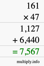 How to calculate 161 times 47 using long multiplication