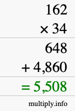 How to calculate 162 times 34 using long multiplication How to calculate 162 times 34 using long multiplication