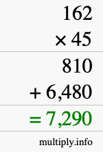How to calculate 162 times 45 using long multiplication How to calculate 162 times 45 using long multiplication