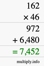 How to calculate 162 times 46 using long multiplication