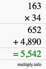 How to calculate 163 times 34 using long multiplication How to calculate 163 times 34 using long multiplication
