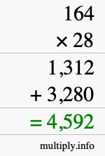 How to calculate 164 times 28 using long multiplication