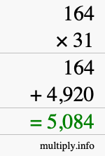 How to calculate 164 times 31 using long multiplication How to calculate 164 times 31 using long multiplication