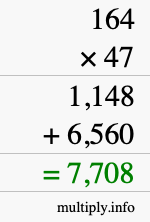 How to calculate 164 times 47 using long multiplication