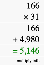 How to calculate 166 times 31 using long multiplication How to calculate 166 times 31 using long multiplication