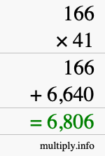 How to calculate 166 times 41 using long multiplication