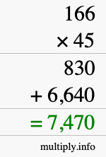 How to calculate 166 times 45 using long multiplication How to calculate 166 times 45 using long multiplication