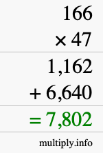 How to calculate 166 times 47 using long multiplication