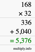 How to calculate 168 times 32 using long multiplication How to calculate 168 times 32 using long multiplication