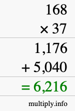 How to calculate 168 times 37 using long multiplication How to calculate 168 times 37 using long multiplication