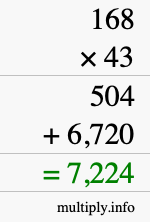 How to calculate 168 times 43 using long multiplication How to calculate 168 times 43 using long multiplication