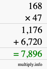 How to calculate 168 times 47 using long multiplication