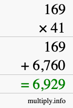 How to calculate 169 times 41 using long multiplication