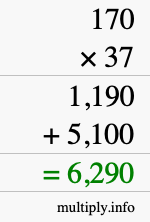 How to calculate 170 times 37 using long multiplication How to calculate 170 times 37 using long multiplication