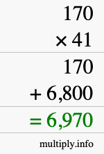 How to calculate 170 times 41 using long multiplication