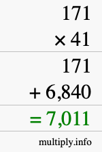How to calculate 171 times 41 using long multiplication