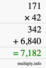 How to calculate 171 times 42 using long multiplication How to calculate 171 times 42 using long multiplication