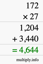How to calculate 172 times 27 using long multiplication How to calculate 172 times 27 using long multiplication