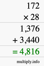 How to calculate 172 times 28 using long multiplication How to calculate 172 times 28 using long multiplication