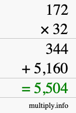 How to calculate 172 times 32 using long multiplication How to calculate 172 times 32 using long multiplication