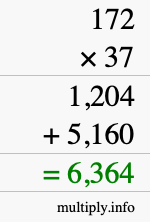 How to calculate 172 times 37 using long multiplication How to calculate 172 times 37 using long multiplication