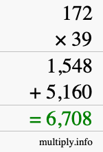How to calculate 172 times 39 using long multiplication How to calculate 172 times 39 using long multiplication