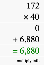How to calculate 172 times 40 using long multiplication How to calculate 172 times 40 using long multiplication