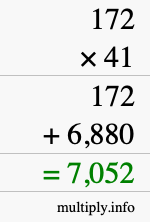 How to calculate 172 times 41 using long multiplication