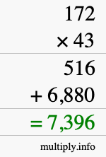 How to calculate 172 times 43 using long multiplication How to calculate 172 times 43 using long multiplication