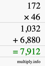 How to calculate 172 times 46 using long multiplication
