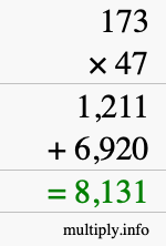How to calculate 173 times 47 using long multiplication