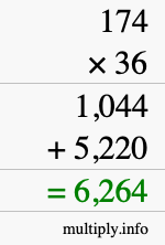 How to calculate 174 times 36 using long multiplication How to calculate 174 times 36 using long multiplication