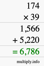 How to calculate 174 times 39 using long multiplication How to calculate 174 times 39 using long multiplication