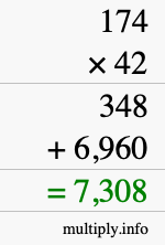 How to calculate 174 times 42 using long multiplication How to calculate 174 times 42 using long multiplication