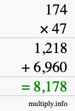 How to calculate 174 times 47 using long multiplication