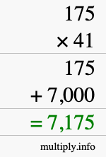 How to calculate 175 times 41 using long multiplication