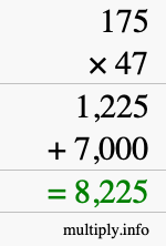 How to calculate 175 times 47 using long multiplication