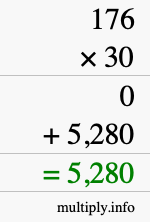 How to calculate 176 times 30 using long multiplication How to calculate 176 times 30 using long multiplication