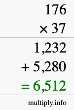 How to calculate 176 times 37 using long multiplication How to calculate 176 times 37 using long multiplication